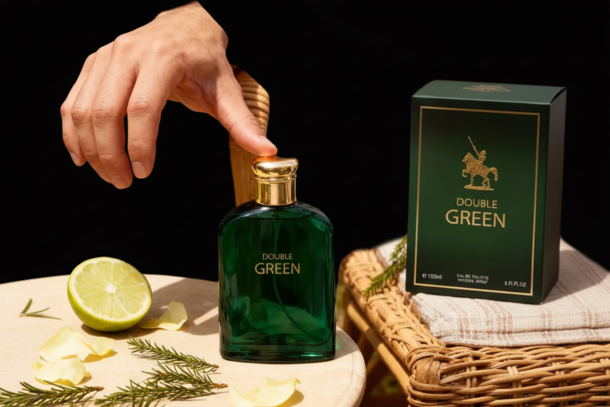 Double Green – Eau de Toilette for Men – Fresh & Earthy Adventure Fragrance – 100ml