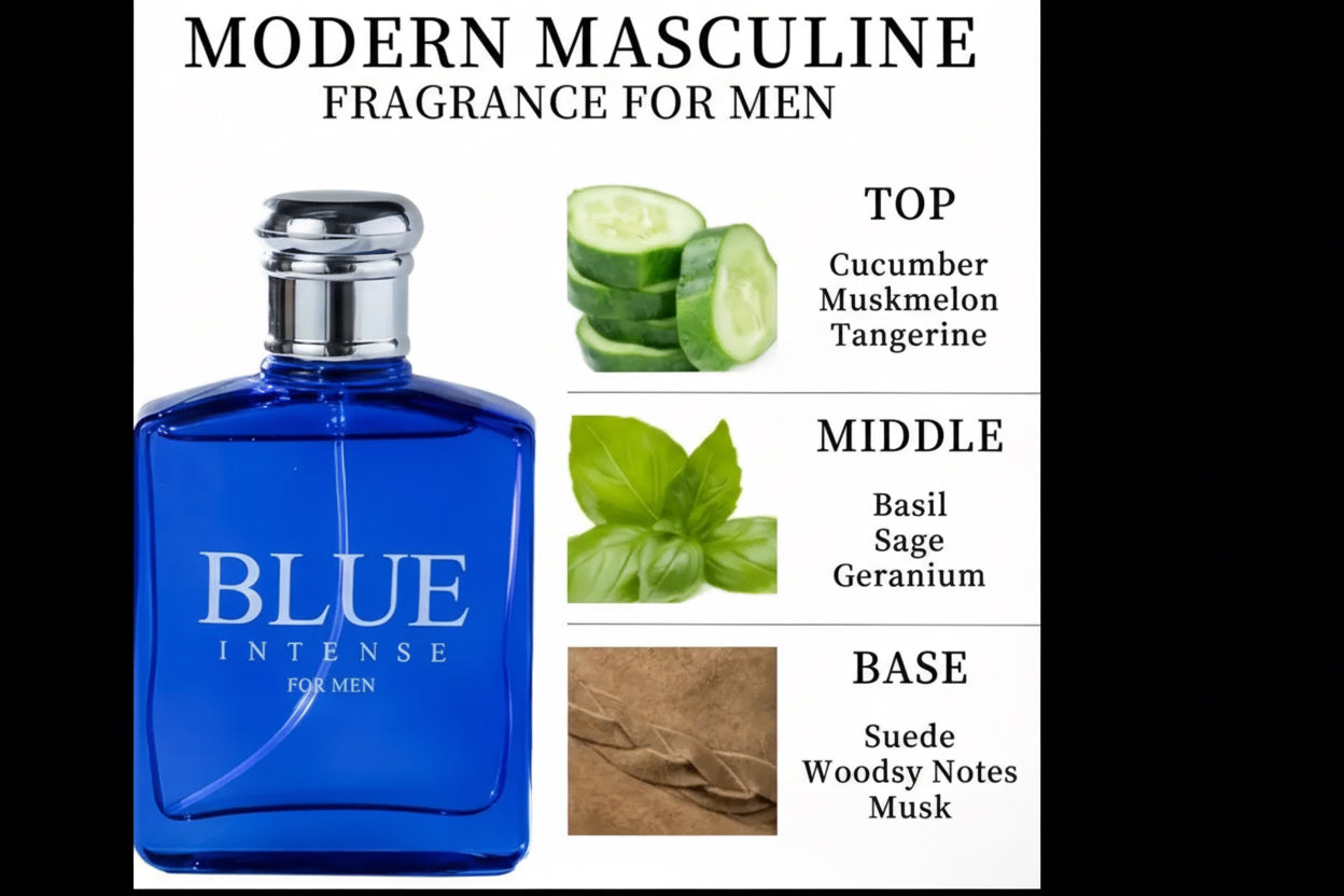 Blue Intense for Men – Eau de Parfum – Fresh & Woody Fragrance for Men